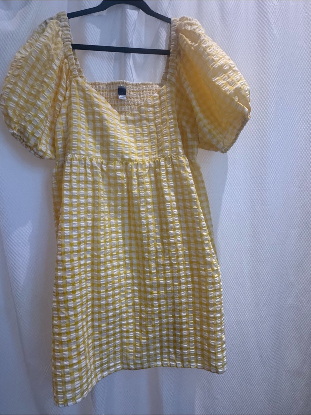 Old Navy Yellow and White Gingham Square Neck Top